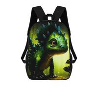 sinyumoney Green Spiky Lizard in Forest Mochilas Para Niños Mochila Escolar Mochila Escolar Impresa En 3D Para Niños Estudiantes De Primaria Y Secundaria 17inch