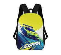 sinyumoney Green Supra Car Illustration Mochila Escolar Impermeable Para Computadora Para Niñas, Niños Y Adolescentes 17inch