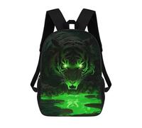 sinyumoney Green Tiger in Water Mochila Escolar Grande Para Niños, Niñas, Adolescentes, Hombres Y Mujeres 17inch