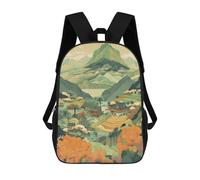 sinyumoney Green Tone Japanese Villag Mochila Infantil, Mochila Escolar De Gran Capacidad Para Estudiantes, Mochila Para Libros, Mochila Para Niños, Niñas, Adultos Y Adolescentes 17inch