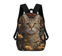 sinyumoney Grey Tabby Cat in Flowers Mochila Escolar, Mochila De Viaje Para La Universidad, Mochilas Para Acampar, Aventuras Al Aire Libre Y Viajes Diarios 17inch