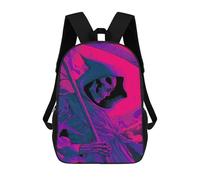 sinyumoney Grim Reaper in Purple And Blue Mochila Escolar Infantil Estampada Para Adultos Y Niños, Mochila De Viaje Para El Día A Día 17inch
