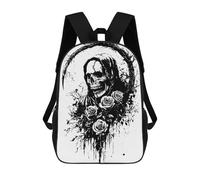 sinyumoney Grim Reaper with Roses Black And White Mochila Escolar Impresa En 3D Para Niños, Mochila Escolar, Mochilas De Viaje, Bolso Informal De Moda Para Niños Y Estudiantes 17inch