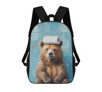 sinyumoney Grizzly Bear with Toilet Paper Mochilas Escolares De Moda Para Papelería, Impermeables, Informales, Para Hombres, Mujeres Y Adolescentes 17inch