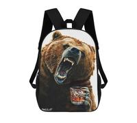 sinyumoney Grizzly Nights, Angry Bear with Whiskey Mochilas Para Niños Mochila Escolar Mochila Escolar Impresa En 3D Para Niños Estudiantes De Primaria Y Secundaria 17inch
