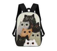 sinyumoney Group of Cute Cartoon Cats Mochila Escolar Para Niños Mochila Escolar Impresa En 3D Mochila Escolar De Moda Para Niños De Primaria Y Secundaria 17inch