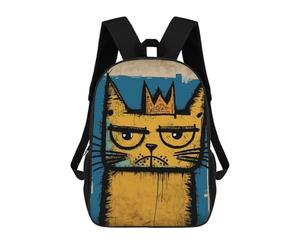 sinyumoney Grumpy Abstract Cat Mochila Escolar Resistente Al Agua, Mochila De Viaje, Bolsa Para Computadora - Perfecta Para Viajes, Trabajo Y Uso Diario 17inch