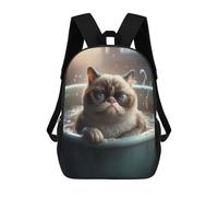sinyumoney Grumpy Cat Meme Bathtub Mochila Escolar Infantil De 17 Pulgadas Con Estampado 3D De Películas De Anime Para Niños, Mochila De Viaje, Mochila Escolar Infantil