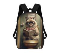 sinyumoney Grumpy Cat Reading Book-4 Mochila Escolar Para Secundaria, Mochila Informal Para Niñas Y Adolescentes 17inch