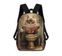sinyumoney Grumpy Cat Reading Book-5 Mochilas Escolares, De Viaje Y Universitarias Para Hombres, Mujeres Y Adolescentes 17inch