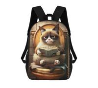 sinyumoney Grumpy Cat Reading Book-7 Mochilas Infantiles Mochila Escolar Impresa En 3D Para Niños Mochilas De Viaje Bolsas Para Libros Para Niños 17inch Mochila Escolar