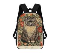 sinyumoney Grumpy Cat William Morris Floral Mochila Escolar, Secundaria, Preparatoria, Universidad, Mochila De Viaje Para El Campus, Viajes Al Aire Libre, Deportes 17inch
