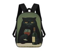 sinyumoney Grumpy Cat with Wine Mochila Escolar Ligera Para Aeropuerto, Estudiantes Universitarios, Niñas, Niños Y Adolescentes 17inch