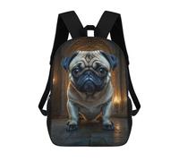 sinyumoney Grumpy Pug in A Grand Hall Mochila, Mochila Infantil, Mochila Escolar Para Estudiantes, Mochila Para Libros, Mochila Escolar Impresa En 3D Para Niños Y Niñas 17inch