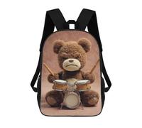 sinyumoney Grumpy Teddy Bear Drummer Mochila Escolar De 17 Pulgadas Impresa En 3D Mochilas Infantiles Mochila Genial Impresa En 3D Para Niños De Primaria Y Secundaria