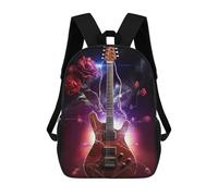 sinyumoney Guitar in Roses Mochila, Mochila Infantil, Mochila Escolar Para Estudiantes, Mochila Para Libros, Mochila Escolar Impresa En 3D Para Niños Y Niñas 17inch
