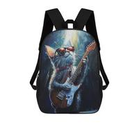 sinyumoney Guitar Playing Cat Art Print-1 Mochilas De 17 Pulgadas Para Niños, Mochilas Escolares Impresas En 3D Para Estudiantes De Primaria Y Secundaria, Para Niños Y Niñas.
