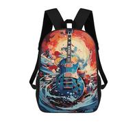 sinyumoney Guitar Watercolor Mochila Escolar Para Niñas Y Niños, Mochilas De Gran Capacidad, Mochilas Ligeras Para Niños Y Estudiantes 17inch