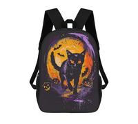 sinyumoney Halloween Black Cat Art Print Mochila Infantil De 17 Pulgadas, Mochila Escolar Con Estampado 3D De Dibujos Animados Para Niños Y Adolescentes.