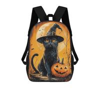sinyumoney Halloween Black Cat Mochilas Para Niños, Mochilas Escolares Personalizadas En 3D Para Niños Y Niñas, Mochilas Escolares Grandes, Mochilas Informales Para El Día A Día 17inch