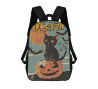 sinyumoney Halloween Black Cat Pumpkin Mochila Escolar Impresa En 3D Para Niños Mochilas De Viaje De Alta Capacidad Bolsas Para Libros Mochila Escolar Para Niños Mochila 17inch