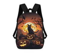 sinyumoney Halloween Black Cat Scene-1 Mochilas Impresas En 3D Para Niños 17inch Mochilas De Moda Informales Para El Día A Día, Bolsas De Viaje, Mochilas Informales Para Exteriores Para Niños Y Niñas