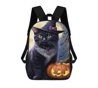 sinyumoney Halloween Black Cat with Jack-o'-Lantern-5 Mochila Escolar Infantil Impresa En 3D 17inch Mochilas De Moda Para Niños De Primaria Y Secundaria