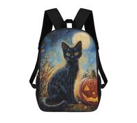 sinyumoney Halloween Black Cat with Jack-o'-Lantern Mochilas Escolares, De Viaje Y Universitarias Para La Escuela/trabajo/viajes 17inch
