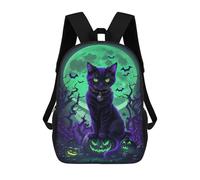 sinyumoney Halloween Black Cat with Jack-o'-lanterns Mochilas Infantiles Impresas En 3D De 17 Pulgadas. Mochila Escolar Informal Impresa En 3D Para Niños De Primaria Y Secundaria.