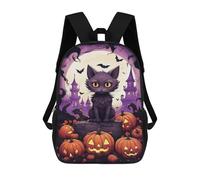 sinyumoney Halloween Black Cat with Pumpkins-2 Mochila De Viaje Resistente Al Agua, Bolsa Para Computadora Para Adolescentes, Niñas, Niños, Mujeres Y Hombres 17inch