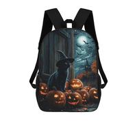 sinyumoney Halloween Black Cat with Pumpkins-3 Mochila Escolar Impresa En 3D 17inch Mochila Escolar Infantil Mochilas De Viaje Mochila Informal De Moda Para Niños Y Estudiantes