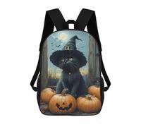 sinyumoney Halloween Black Cat with Pumpkins-6 Mochilas Infantiles Mochila Escolar Impresa En 3D Para Niños Mochilas De Viaje Bolsas Para Libros Para Niños 17inch Mochila Escolar