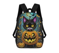 sinyumoney Halloween Black Cat with Pumpkins Mochilas Escolares Impresas En 3D, Mochila Escolar Informal Para Niños, Mochila Escolar De Moda Para Estudiantes De Secundaria 17inch