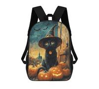 sinyumoney Halloween Black Cat with Pumpkins Mochilas Infantiles Mochila Escolar Impresa En 3D Para Niños Mochilas De Viaje Bolsas Para Libros Para Niños 17inch Mochila Escolar