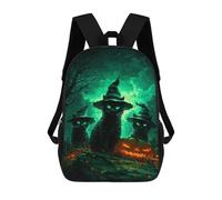 sinyumoney Halloween Black Cats with Jack-o'-Lanterns-1 Mochilas Escolares Mochila Escolar Ligera Mochila De Día Mochila Escolar Para La Universidad Para Niños/Niñas/Adolescentes 17inch