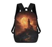 sinyumoney Halloween Castle with Full Moon Mochila Escolar Resistente Al Agua, Mochila De Viaje, Bolsa Para Computadora Para Hombres, Mujeres Y Adolescentes 17inch