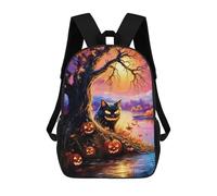 sinyumoney Halloween Cat by The Lake Mochilas Infantiles Impresas En 3D Para Niños, Mochilas Escolares De Moda, Mochilas De Viaje, Mochilas Escolares Para Niños De Primaria 17inch