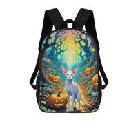 sinyumoney Halloween Cat in Pumpkin Forest Mochilas Escolares Para Niños Y Niñas, Mochilas Deportivas Informales Para Primaria, Mochilas De Gran Capacidad Para Libros 17inch