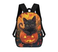 sinyumoney Halloween Cat Pumpkin Mochila Infantil, Mochila Escolar Impresa En 3D, Mochila Para Niños Y Niñas, Mochila Escolar Ajustable Para La Escuela Primaria 17inch