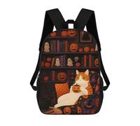 sinyumoney Halloween Cat Pumpkin Mochilas Infantiles Impresas En 3D, Mochilas De Moda Informales, Mochilas De Viaje Bonitas, Mochilas Informales Para Exteriores Para Niños Y Niñas 17inch