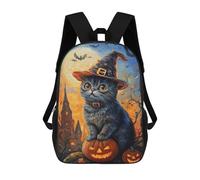 sinyumoney Halloween Cat with Jack-o'-Lantern-3 Mochila Escolar Grande Resistente Al Agua Para Portátil Para Adolescentes, Niñas, Niños, Mujeres Y Hombres 17inch