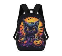 sinyumoney Halloween Cat with Pumpkins And Bats Mochila Escolar Para Niños, Mochila Escolar Impresa En 3D Para Estudiantes De Primaria Y Secundaria 17inch