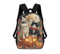sinyumoney Halloween Cats in Costumes Mochilas Impresas En 3D Para Niños 17inch Mochilas De Moda Informales Para El Día A Día, Bolsas De Viaje, Mochilas Informales Para Exteriores Para Niños Y Niñas