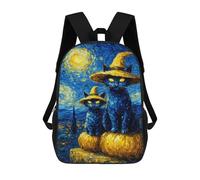 sinyumoney Halloween Cats in Witch Hats Mochila Escolar Infantil De 17 Pulgadas Con Estampado 3D, Mochila Moderna Para Niños, Mochilas De Viaje, Bolsas Para Libros, Mochila Escolar Infantil