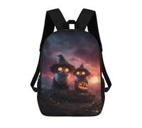 sinyumoney Halloween Cats with Jack-o'-Lanterns Mochila Escolar Resistente Al Agua, Mochila De Viaje, Bolsa Para Computadora Para Hombres, Mujeres Y Adolescentes 17inch