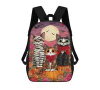 sinyumoney Halloween Cats with Pumpkins-2 Mochila Escolar Resistente Al Agua, Mochila De Viaje, Bolsa Para Computadora - Perfecta Para Viajes, Trabajo Y Uso Diario 17inch