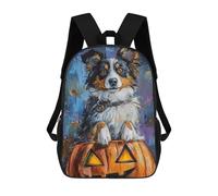 sinyumoney Halloween Dog Pumpkin Painting Mochila Escolar Infantil De 17 Pulgadas, Impresa En 3D, Estilo Casual, Para Niños, Ideal Para Viajes, Como Mochila Escolar O Para Llevar Libros.