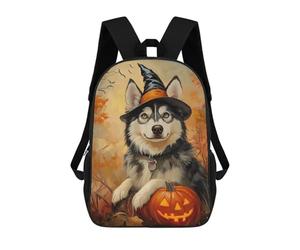 sinyumoney Halloween Dog with Jack-o'-Lantern-3 Mochila Escolar Resistente Al Agua Para Ordenador Portátil Para La Escuela/trabajo/viajes 17inch
