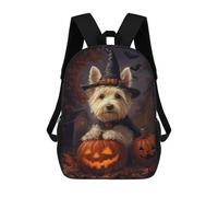sinyumoney Halloween Dog with Pumpkins Mochila Escolar Infantil De 17 Pulgadas Con Estampado 3D De Películas De Anime Para Niños, Mochila De Viaje, Mochila Escolar Infantil