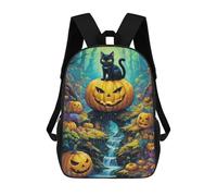 sinyumoney Halloween Forest with Black Cat Mochilas Infantiles Impresas En 3D Para Niños, Mochilas Escolares De Moda, Mochilas De Viaje, Mochilas Escolares Para Niños De Primaria 17inch